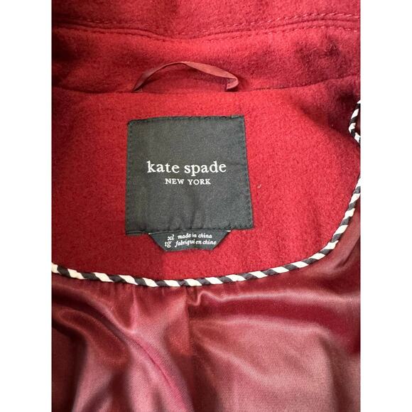 Kate  spade BURGUNDY PEARL BUTTONS A-line Wool Blend Coat size XL - Picture 10 of 13